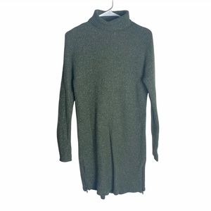 American Eagle Olive Green and White Knit Sweater Dress Turtleneck Tunic Medium